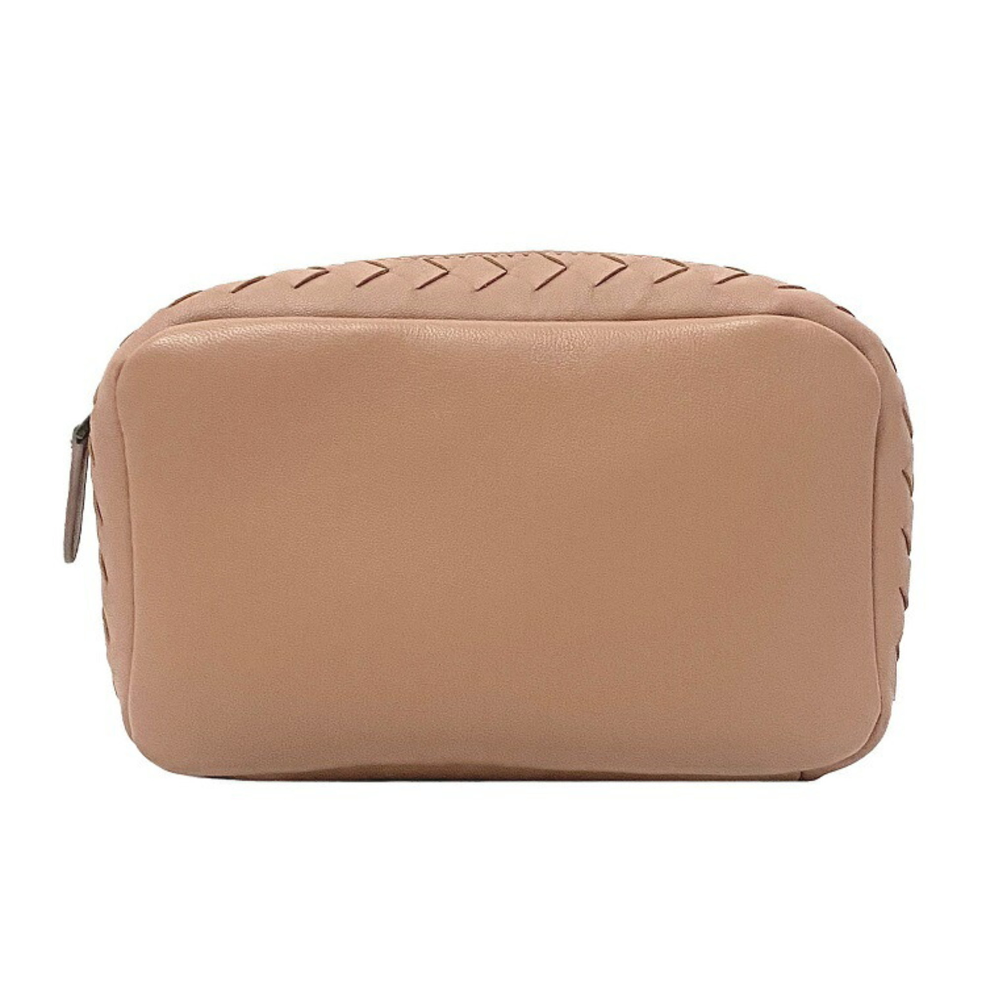 Bottega Veneta Pouch Pink Beige Intrecciato Leather Women's